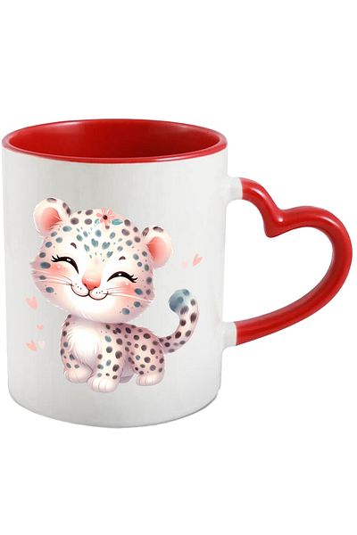 StoryGift Romania Mug with a female jaguar | illustration | heart | little | happiness | joy |, With ,STG