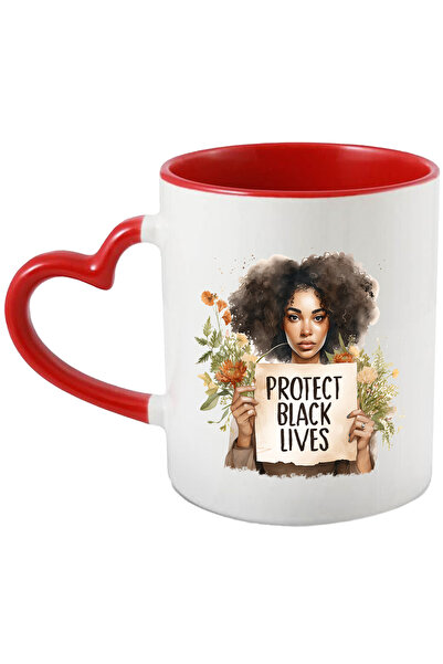 StoryGift Romania Cana cu o femeie de culoare cu mesajul "Protect black lives...