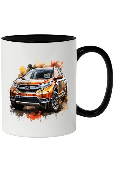 StoryGift Romania Car Mug, Honda CR-V EX, Paint Splashes, Multicolor 330 ml, Ceramic with , With ,STG