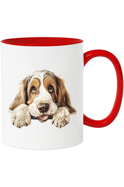 StoryGift Romania Mug with a puppy looking shy | illustration | paws | white | brown | for, With, STG