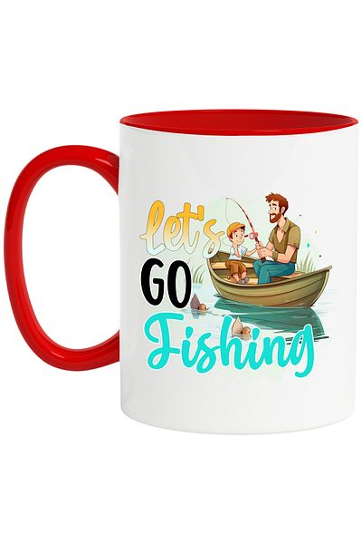 StoryGift Romania Mug with a father and his son fishing with the message "Let's go fishing", let's go fishing, With ,STG