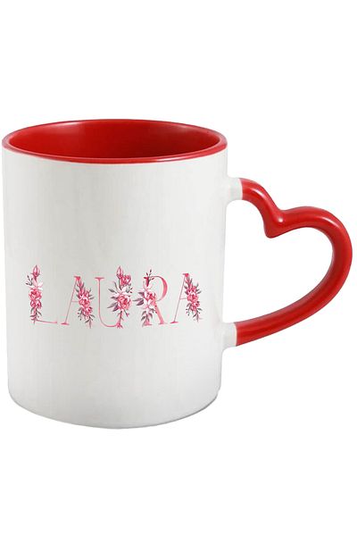 StoryGift Romania Mug With Name Laura, Floral, Colorful, Creative, Beautiful, Unique, 330ml, Ceramic, With,STG