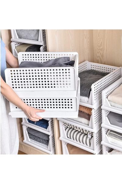 COOYA 4 Pack Folding Closet Organizers Storage Box, Plastic，Multi-Functional,Easy to Use