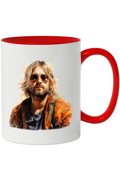 StoryGift Romania Mug With Kurt Cobain, Nirvana, Singer, Artist, Guitarist, Multicolor 330 ml, C, With ,STG
