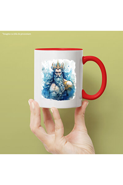 StoryGift Romania Mug With Poseidon, God, Greek Mythology, Watercolor, Multicolor 330 ml, Ceramic, With ,STG