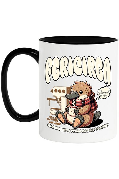 StoryGift Romania Happiness Comes After the First Coffee Addictive Mug, 330ml, Ceramic with Black Handle, With Ma,STG