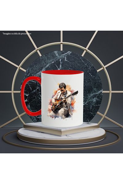 StoryGift Romania Mug With Elvis Presley, Famous Singer, Actor, Guitar, Artist, Multicolor 330 m, With ,STG.