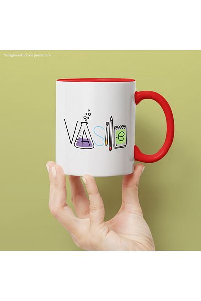 StoryGift Romania Mug With Name Vasile, and Funny Message, Curious, Sociable, Galagio, 330ml, Ceram, With,STG.