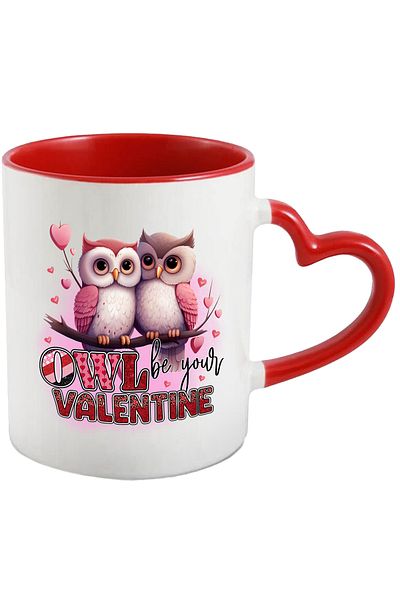 StoryGift Romania Mug with 2 owls close together with the message "Owl be your Valentine", birds, Valentine, With, STG