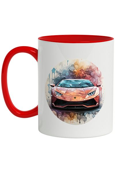 StoryGift Romania Sports Car Mug, Mosaic, Circle, Abstract, Vehicle, Multicolor 330 ml, Ceramics, With ,STG.