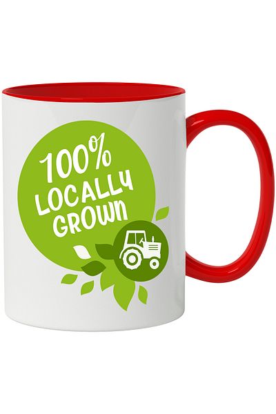 StoryGift Romania Mug With Message In English 100% Locally Grown, Locally Grown, Leaves, Tractor, Mul, With, STG