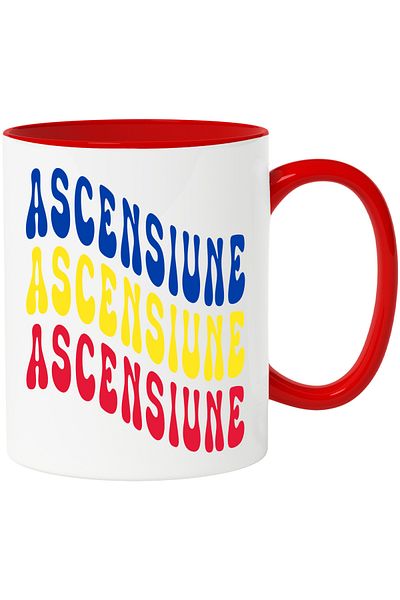 StoryGift Romania Mug The Word Ascension, in the Colors of the Romanian Flag, Red, Yellow, Blue, with ,STG