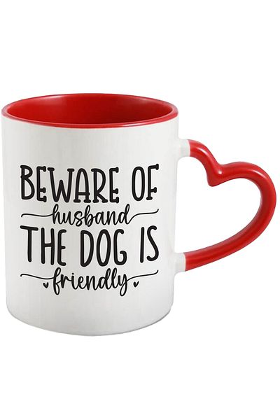 StoryGift Romania Heart mug for dog lovers - friendly dog, attention to husband with, With, STG.