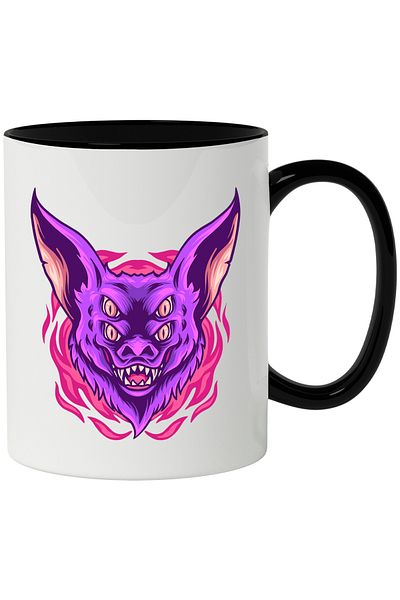 StoryGift Romania Cana Cu Cap De Liliac, Monstru, Flacari, Ochi, Colti, Horror, Multicolor 330 ml,, Cu ,STG