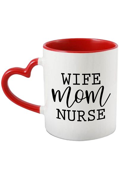 StoryGift Romania Mug with the message in English "Wife, mom, nurse" - wife mother nurse with Handle In, With, STG.