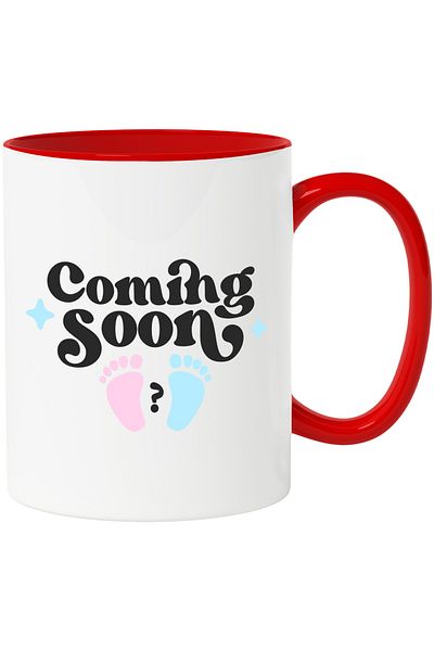 StoryGift Romania Mug With Text in English Coming Soon, Gender Reveal, Pink, Blue, Kids, Families, With,STG