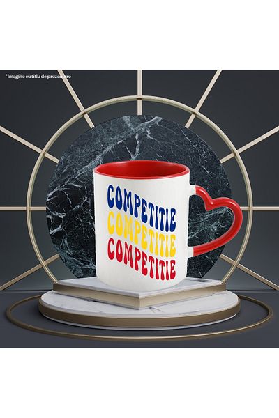 StoryGift Romania The Word Competition Mug, in the Colors of the Romanian Flag, Red, Yellow, Blue, with STG.