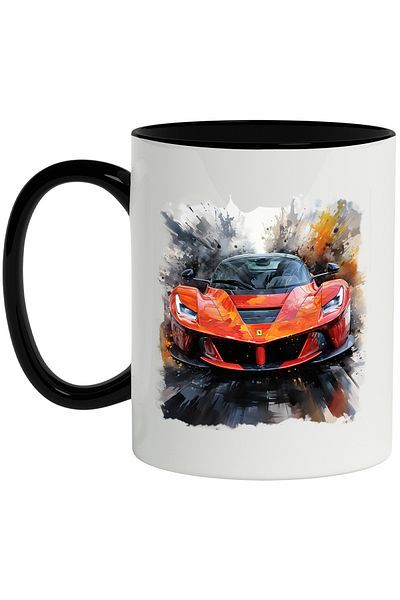 StoryGift Romania Sports Car Mug, Luxury, Illustration, Watercolor, Abstract, Multicolor 330 ml, , With ,STG