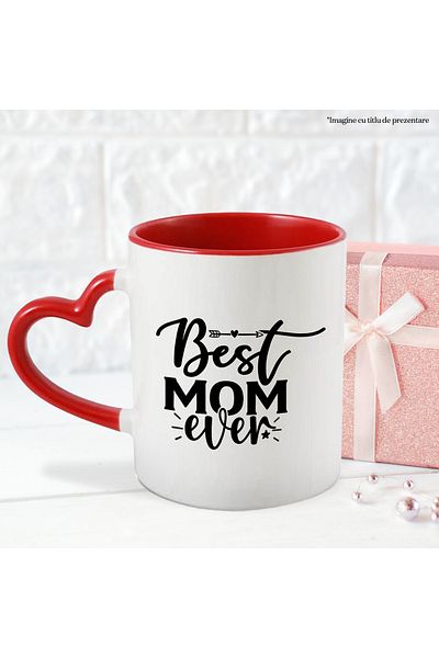 StoryGift Romania Heart mug for the best mom ever - appreciation message with Man, Cu, STG.