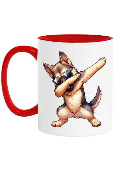 StoryGift Romania Mug with a dancing wolf puppy | illustration | sunglasses | passion | , With ,STG