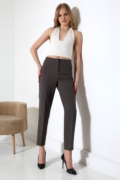 ZEYCEN Women's High Waist Lycra Double Fabric Fileto Pocket Pants