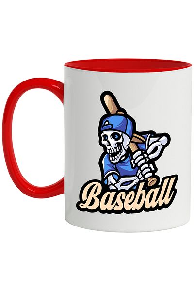 StoryGift Romania Baseball Mug, Bat, Skeleton, Cap, Equipment, Sport, Multicolor 330 ml, Ce, Cu, STG