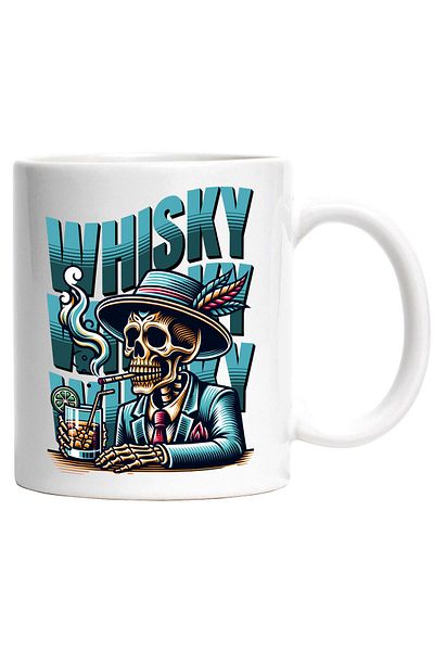 StoryGift Romania Mug with Human Skull Skeletons at the Table in Mafia Style Costume with Hat and Cigarette,, With ,STG
