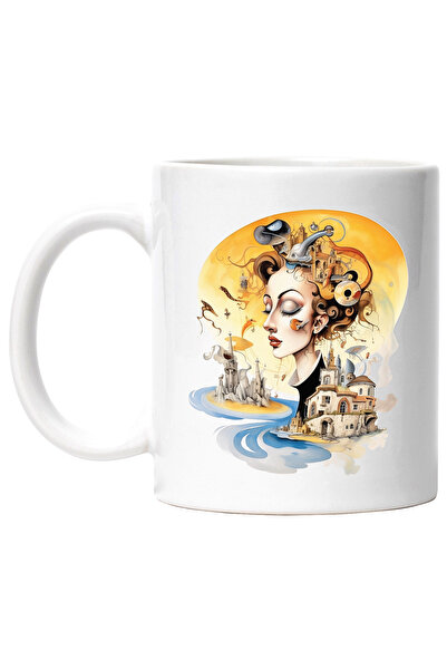 StoryGift Romania Cana Cu Femeie, Castel, Soare, Apa, Insula, Case, Plaja, Ab...