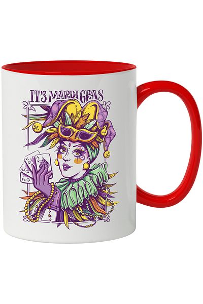 StoryGift Romania Mug With Message In English It's Mardi Gras, Clown, Carnival, Multicolor 330 ml, Ce, Cu, STG
