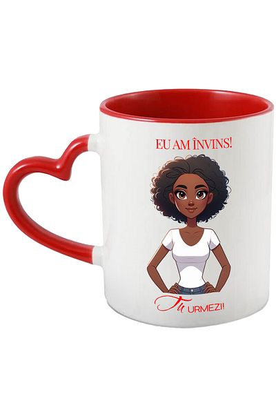 StoryGift Romania Mug Motivational Message Afro Girl I Won You Follow, 330ml, Ceramic with Hand, With ,STG