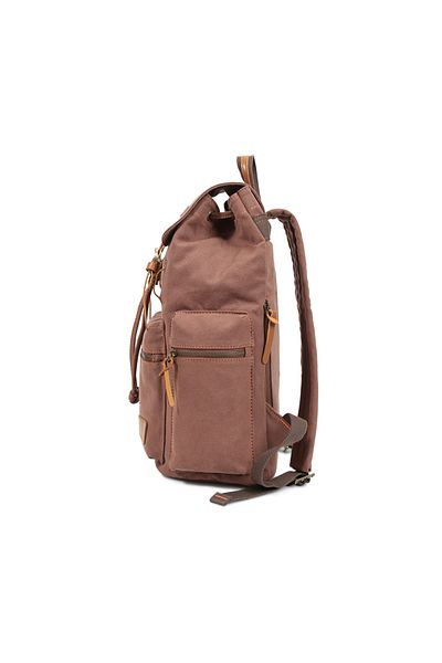 JOLAR. Canvas backpack, for travel, hiking, laptop compartment, anti-theft pocket, JOLAR. Coffee