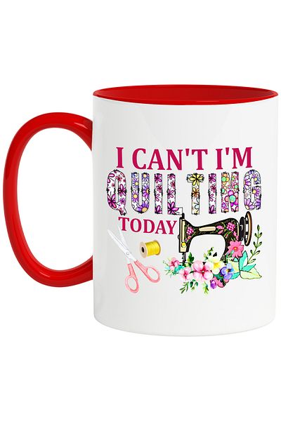 StoryGift Romania Mug with the message "I can't, I'm quilting today", sewing machine, profession, illustrious, With ,STG