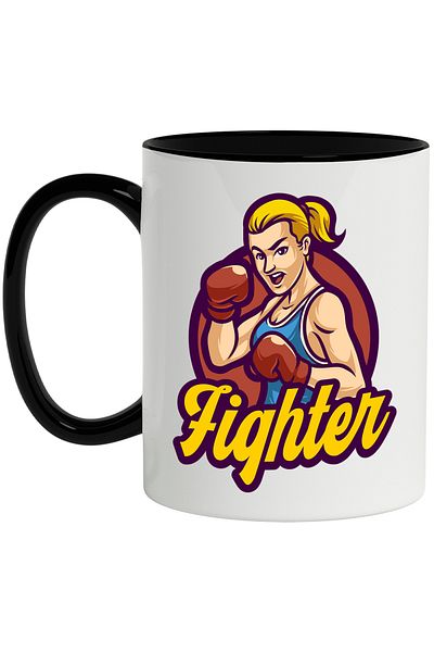 StoryGift Romania Fightger Message Mug, Woman, Fighter, Emblem, Boxing, Multicolor 330 ml, Ceram, With ,STG