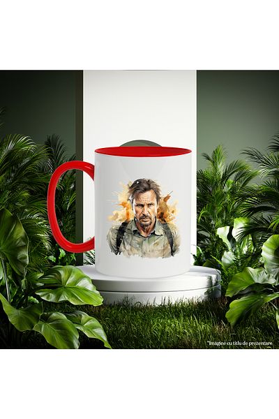 StoryGift Romania Mug With Liam Neeson, Actor, Star, Film, Artist, Multicolor 330 ml, Ceramic with, With ,STG