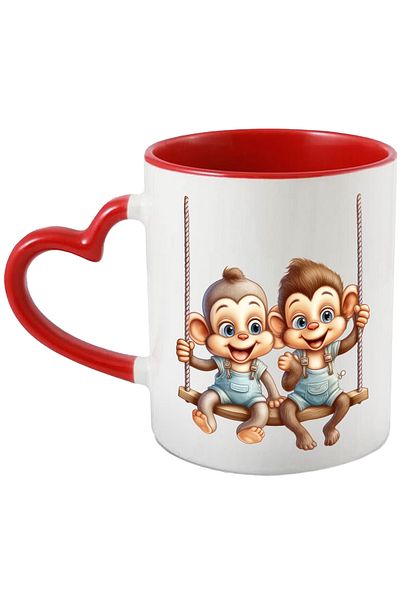 StoryGift Romania Mug with 2 monkeys swinging | illustration | friend | childhood | play, With ,STG.