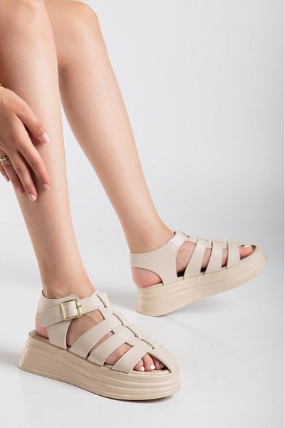 Zerenyus Sandale de damă Toten Beige cu curea