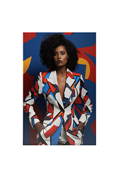 StoryGift Romania Tablou Canvas: Portret Femeie Afro Cu Haine Și Decor Abstra...