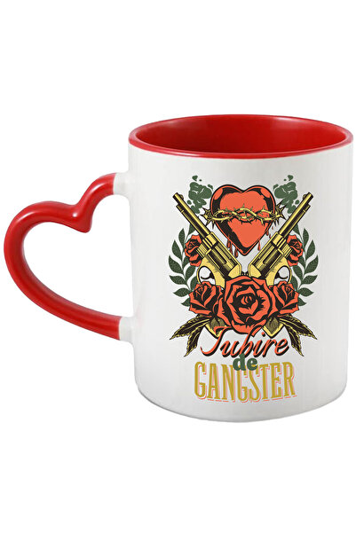 StoryGift Romania Cana Iubire de gangster pistoale inima trandafiri, 330ml, C...
