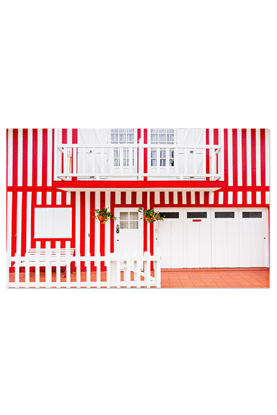 StoryGift Romania Tablou Canvas 40 x 25CM Casa Colorata Aveiro, Costa Nova, Portugalia, Culori, Desig,STG