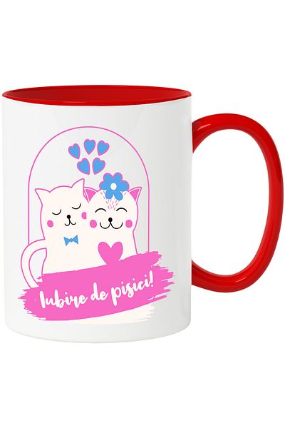 StoryGift Romania Cats in Love Valentine's Day Couple Love Mug, 330ml, Ceramic with R Handle, With ,STG