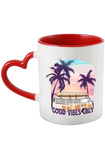StoryGift Romania Mug with the message "Good vibes only", summer, vacation, relaxation, holiday, illustration, With ,STG