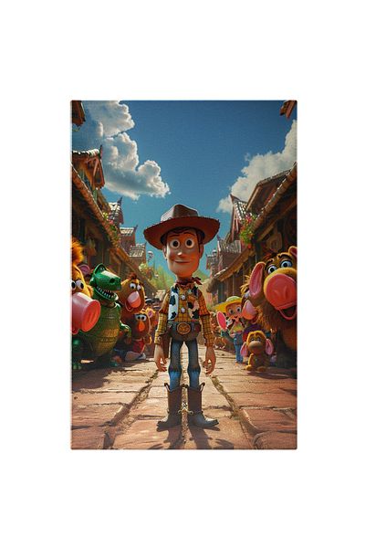 StoryGift Romania Tablou Canvas Povestea Jucariilor Film Disney, Seriful Woody Langa Animalutele De Plus Disney