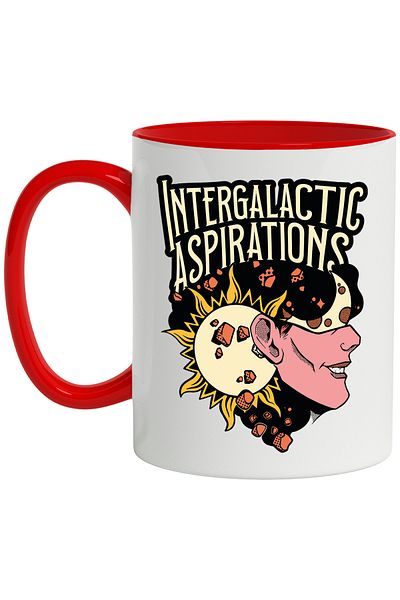 StoryGift Romania Mug With English Message Intergalactic Aspirations, Sun, Multicolor 330 ml, Ce, Cu, STG