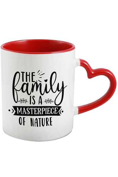 StoryGift Romania Mug with the message "Family is a masterpiece of nature" - understanding happiness with M, Cu, STG.