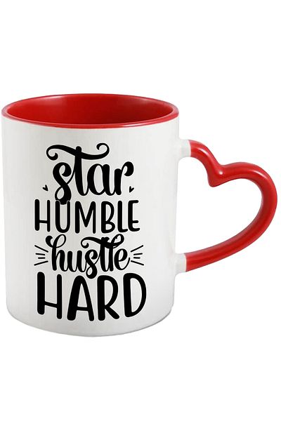 StoryGift Romania Mug with hearts and a message that encourages you to stay modest and work hard, With ,STG.