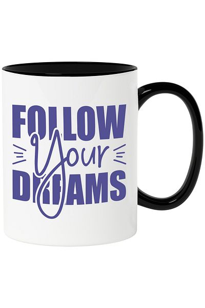 StoryGift Romania Mug with the text "Follow your dreams" - follow your dreams objectively with Black Handle, With, STG.