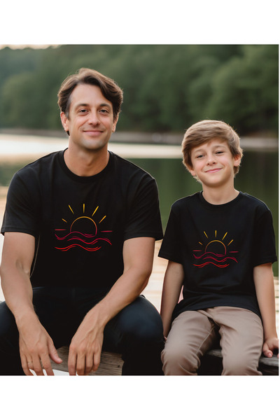 ASELİNDA تي شيرت مطبوع عليه شمس للأم والابنة والأب والابن (إنه منتج واحد، أضف قطعتين إلى السلة للجمع)