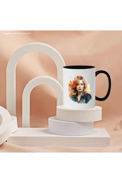 StoryGift Romania Mug With Margot Robbie, Famous Actress, Film, Hollywood, Multicolor 330 ml, Wax, With