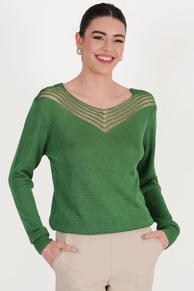 Spazio Eggert Front Back Collar V Hole Knitted Loose Knitwear Green