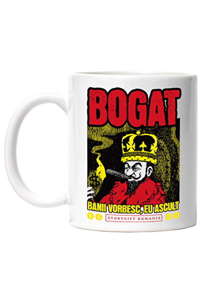 StoryGift Romania Cana rege cu trabuc bogat banii vorbesc, eu ascult, 330ml, ...